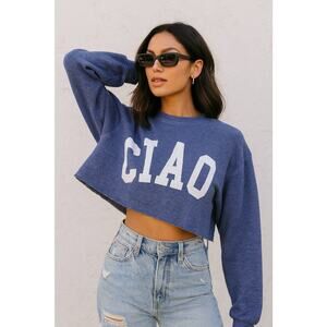 Altar’d State Cropped Caio Sweatshirt XS/S Gray Cozy Casual Pullover Lounge Y2K